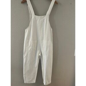 Style Rack White Cotton Denim‎ Bib Overalls Womens Small Relaxed Fit L.A. Design